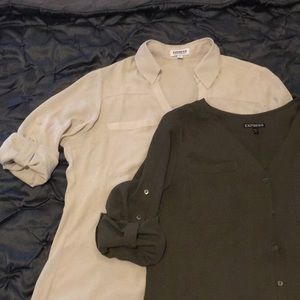 Two silky semi sheer blouses